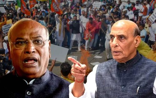 মোদিকে ঘিরে খাড়গের বিতর্কিত মন্তব্য, দেশজুড়ে বিজেপির বিক্ষোভ! কড়া সমালোচনায় রাজনাথ সিং